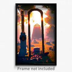Pixel Art Poster - Warm Grave (8 Bit Psychedelic Trippy Weird Video Game Print)