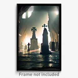 Pixel Art Poster - Underground Graveyard (8 Bit Psychedelic Video Game Print)
