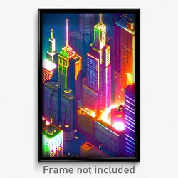 Pixel Art Poster - Liquid American City (8 Bit Psychedelic Video Game Print)