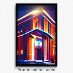 Pixel Art Poster - Arctic Courthouse (8 Bit Psychedelic Trippy Video Game Print)