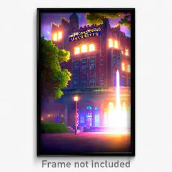 Pixel Art Poster - Monstrous University (8 Bit Psychedelic Video Game Print)