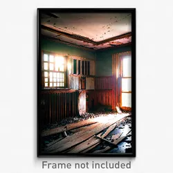 Pixel Art Poster - Abandoned Cottage (8 Bit Psychedelic Trippy Video Game Print)