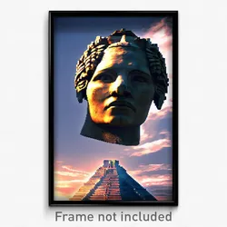 Pixel Art Poster - Ancient Head (8 Bit Psychedelic Trippy Video Game Print)