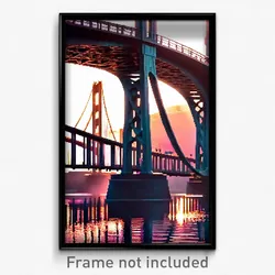 Pixel Art Poster - Bronze Bridge (8 Bit Psychedelic Trippy Video Game Print)