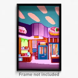 Pixel Art Poster - Wavy Bakery (8 Bit Psychedelic Trippy Weird Video Game Print)