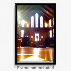 Pixel Art Poster - Wooden Courthouse (8 Bit Psychedelic Trippy Video Game Print)