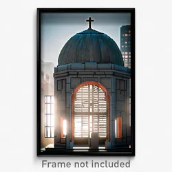 Pixel Art Poster - Urban Mausoleum (8 Bit Psychedelic Trippy Video Game Print)