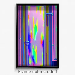Pixel Art Poster - Glitchy Door (8 Bit Psychedelic Trippy Video Game Print)