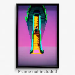 Pixel Art Poster - Monstrous Slide (8 Bit Psychedelic Trippy Video Game Print)