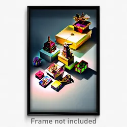 Pixel Art Poster - Elaborate Shoebox (8 Bit Psychedelic Trippy Video Game Print)