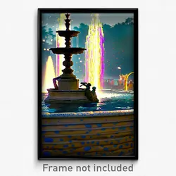 Pixel Art Poster - Spotted Fountain (8 Bit Psychedelic Trippy Video Game Print)