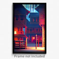 Pixel Art Poster - Imaginary Barracks (8 Bit Psychedelic Video Game Print)
