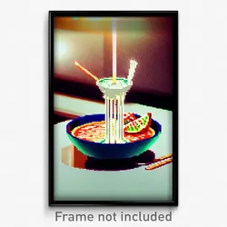 Pixel Art Poster - Fluid Ramen (8 Bit Psychedelic Trippy Weird Video Game Print)