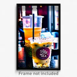 Pixel Art Poster - Urban Bubble Tea (8 Bit Psychedelic Trippy Video Game Print)