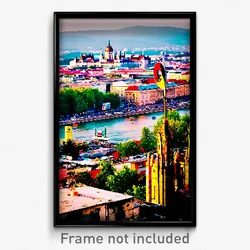 Pixel Art Poster - Cluttered Budapest (8 Bit Psychedelic Video Game Print)