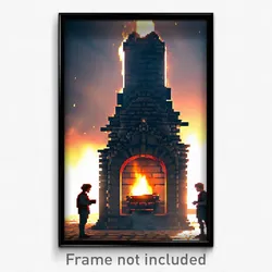 Pixel Art Poster - Ancient Furnace (8 Bit Psychedelic Trippy Video Game Print)