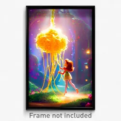 Pixel Art Poster - Enchanted Spaghetti (8 Bit Psychedelic Video Game Print)