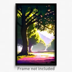 Pixel Art Poster - Shady Clearing (8 Bit Psychedelic Trippy Video Game Print)