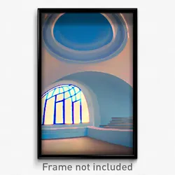 Pixel Art Poster - Light Blue Dome (8 Bit Psychedelic Trippy Video Game Print)