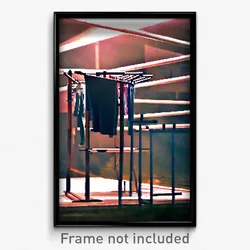 Pixel Art Poster - Menacing Drying Rack (8 Bit Psychedelic Video Game Print)