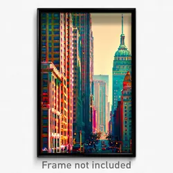 Pixel Art Poster - Pure American City (8 Bit Psychedelic Video Game Print)