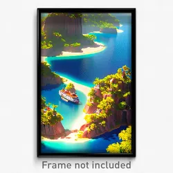 Pixel Art Poster - Stylish Island (8 Bit Psychedelic Trippy Video Game Print)