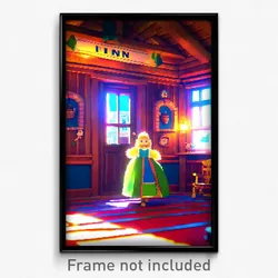 Pixel Art Poster - Fluffy Inn (8 Bit Psychedelic Trippy Weird Video Game Print)