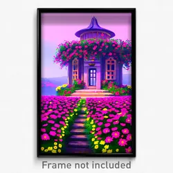 Pixel Art Poster - Flowery Lookout (8 Bit Psychedelic Trippy Video Game Print)