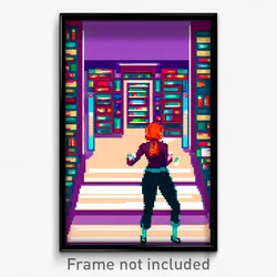 Pixel Art Poster - Zany Library (8 Bit Psychedelic Trippy Video Game Print)