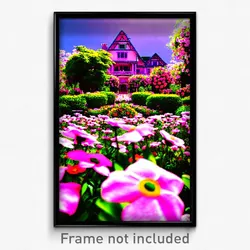 Pixel Art Poster - Flowery Estate (8 Bit Psychedelic Trippy Video Game Print)
