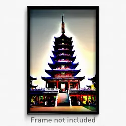 Pixel Art Poster - Incredible Pagoda (8 Bit Psychedelic Trippy Video Game Print)