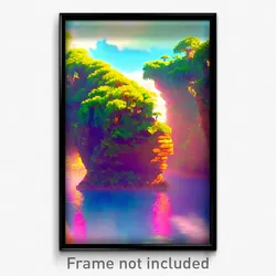 Pixel Art Poster - Natural Isle (8 Bit Psychedelic Trippy Video Game Print)