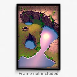 Pixel Art Poster - Hard To Find Sinkhole (8 Bit Psychedelic Video Game Print)