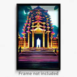 Pixel Art Poster - Spotted Temple (8 Bit Psychedelic Trippy Video Game Print)