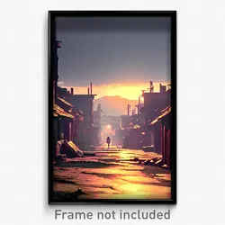 Pixel Art Poster - Strange Slum (8 Bit Psychedelic Trippy Video Game Print)
