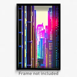 Pixel Art Poster - Slim City (8 Bit Psychedelic Trippy Weird Video Game Print)