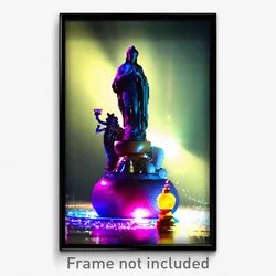 Pixel Art Poster - Liquid Statue (8 Bit Psychedelic Trippy Video Game Print)