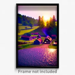 Pixel Art Poster - Well Made Farmstead (8 Bit Psychedelic Video Game Print)