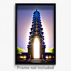 Pixel Art Poster - Classic Temple (8 Bit Psychedelic Trippy Video Game Print)