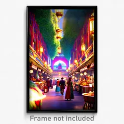 Pixel Art Poster - Marvelous Marketplace (8 Bit Psychedelic Video Game Print)