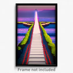 Pixel Art Poster - Perfect Causeway (8 Bit Psychedelic Trippy Video Game Print)