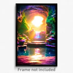Pixel Art Poster - Upbeat Grotto (8 Bit Psychedelic Trippy Video Game Print)