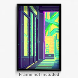 Pixel Art Poster - Acidic Laboratory (8 Bit Psychedelic Trippy Video Game Print)