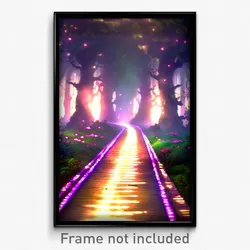 Pixel Art Poster - Enchanted Track (8 Bit Psychedelic Trippy Video Game Print)
