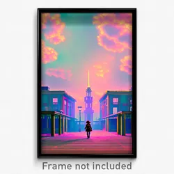 Pixel Art Poster - Rosy Heights (8 Bit Psychedelic Trippy Video Game Print)