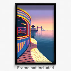 Pixel Art Poster - Swirly Quay (8 Bit Psychedelic Trippy Weird Video Game Print)