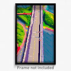Pixel Art Poster - Tidy Causeway (8 Bit Psychedelic Trippy Video Game Print)