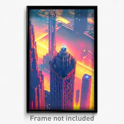 Pixel Art Poster - Fluid Metropolis (8 Bit Psychedelic Trippy Video Game Print)