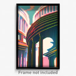 Pixel Art Poster - Distorted Architecture (8 Bit Psychedelic Video Game Print)