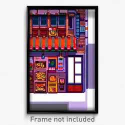 Pixel Art Poster - Small Pizza Shop (8 Bit Psychedelic Trippy Video Game Print)
